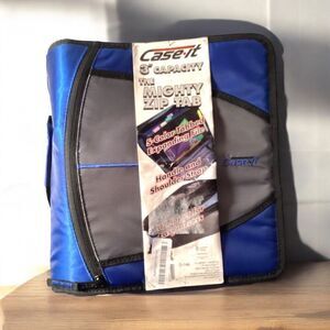 Case-It T641P Zipper Binder 3-Inch Capacity with 5-Tab Expanding File Blue